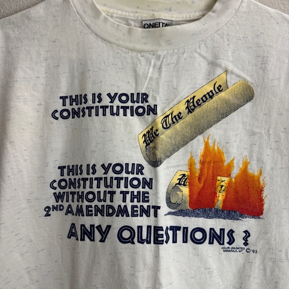 Oneita Vintage Constitution 2nd Amendment Size XL 93 - Picture 2 of 9